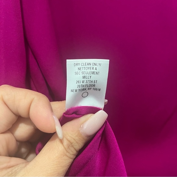 Milly Butterfly-Sleeve Silk Top in Raspberry Size 4 - Picture 6 of 8